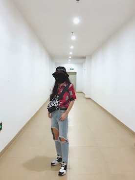 「EXIT（イグジット）のアイテム（その他）」を使った、兔子肉醬麵さん（レディース・162cm）の夏コーディネート