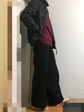 「ワインレッド」｜「アイテム（MA-1）」を使った、ユシンさん（メンズ・170cm）の冬コーディネート