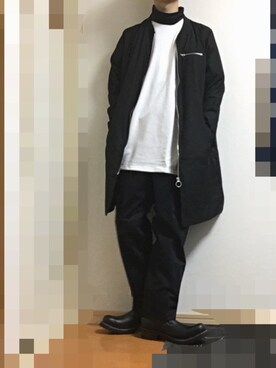 「ロング丈」｜「アイテム（MA-1）」を使った、ユシンさん（メンズ・170cm）の冬コーディネート