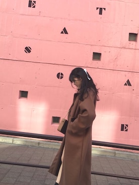 「DHOLIC（ディーホリック）のラグランスリーブボクシーロングコート（ダウンジャケット/コート）」を使った、ayaka❤︎さん（レディース・157cm・10代）の冬コーディネート