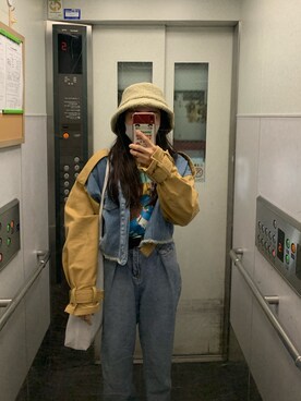 「Bershka（ベルシュカ）のアイテム（デニムジャケット）」を使った、雪さん（レディース・153cm）の冬コーディネート