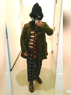 「Scye（サイ）のアイテム（ピーコート）」を使った、みけさん（メンズ・165cm）の冬コーディネート