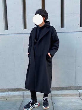 「BALENCIAGA」｜「アイテム（チェスターコート）」を使った、Uma←さん（メンズ・171cm）の冬コーディネート