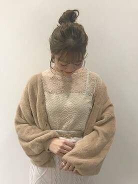 「mystic（ミスティック）のケーブルロングスカート（スカート）」を使った、ikegaya aoiさん（レディース・163cm）の秋コーディネート