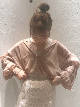 「mystic（ミスティック）のケーブルロングスカート（スカート）」を使った、ikegaya aoiさん（レディース・163cm）の秋コーディネート
