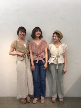 「mystic（ミスティック）のテーパードデニムパンツ（デニムパンツ）」を使った、ikegaya aoiさん（レディース・163cm）の春コーディネート