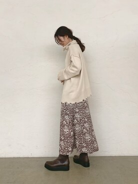 スカート ブラウン 茶色系 花柄 コーディネート Zozotown