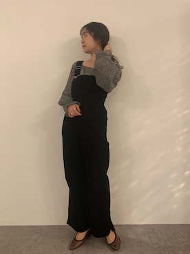 「mline（エムライン）のアイテム（オールインワン・サロペット）」を使った、いけがやあおいさん（レディース・163cm）の冬コーディネート