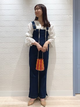「mline」｜「アイテム（オールインワン・サロペット）」を使った、いけがやあおいさん（レディース・163cm）の春コーディネート
