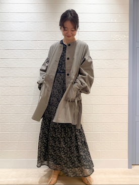 「mline（エムライン）のアイテム（ミリタリージャケット）」を使った、いけがやあおいさん（レディース・163cm）の春コーディネート