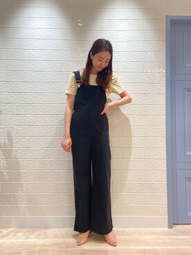 「パワショル」｜「アイテム（オールインワン・サロペット）」を使った、いけがやあおいさん（レディース・163cm）の春コーディネート