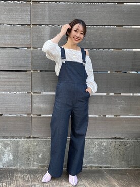 「mline（エムライン）のアイテム（オールインワン・サロペット）」を使った、いけがやあおいさん（レディース・163cm）の春コーディネート