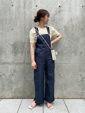 「mline」｜「アイテム（オールインワン・サロペット）」を使った、いけがやあおいさん（レディース・163cm）の春コーディネート