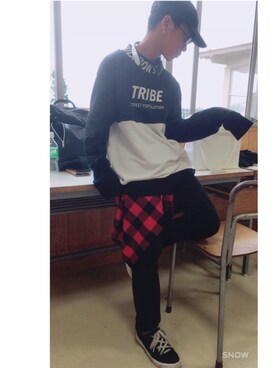 「WEGO（ウィゴー）のアイテム（スウェット、ブラック系）」を使った、はたのくんさん（メンズ・160cm）の夏コーディネート