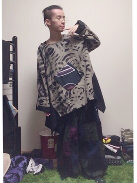 「Chaua（チャウアー）のアイテム（トップス、ブラック系）」を使った、はたのくんさん（メンズ・160cm）の冬コーディネート