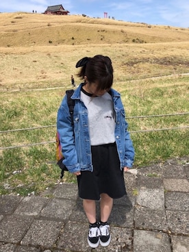 「RAY CASSIN（レイカズン）のアイテム（デニムジャケット）」を使った、aiaiさん（レディース・152cm）の春コーディネート