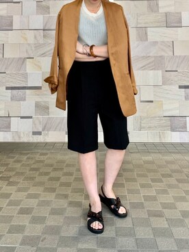「SALON adam et rope'（サロン アダム エ ロペ）のアイテム（ノーカラージャケット）」を使った、SAYAさん（レディース・160cm）の夏コーディネート