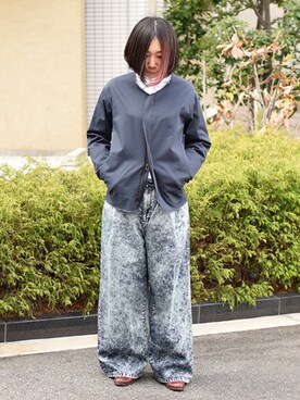 「my beautiful landlet（マイビューティフルランドレット）のアイテム（ブルゾン）」を使った、Wallace & Murronさん（レディース・162cm）の冬コーディネート
