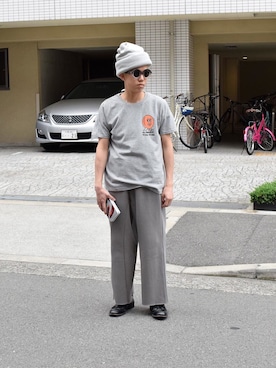 「アイテム（ニットキャップ/ビーニー）」を使った、Wallace & Murronさん（メンズ・170cm）の春コーディネート