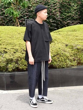 「my beautiful landlet（マイビューティフルランドレット）のアイテム（トップス）」を使った、Wallace & Murronさん（メンズ・170cm）の夏コーディネート