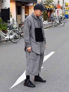 「my beautiful landlet（マイビューティフルランドレット）のアイテム（バッグ）」を使った、Wallace & Murronさん（メンズ・170cm）の秋コーディネート