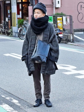 「my beautiful landlet（マイビューティフルランドレット）のアイテム（トップス）」を使った、Wallace & Murronさん（メンズ・170cm）の秋コーディネート