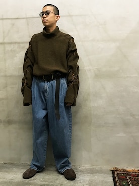 「yoko sakamoto（ヨーコサカモト）のアイテム」を使った、Wallace & Murronさん（メンズ・170cm）の秋コーディネート