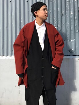 「my beautiful landlet（マイビューティフルランドレット）のアイテム（その他アウター）」を使った、Wallace & Murronさん（メンズ・170cm）の秋コーディネート