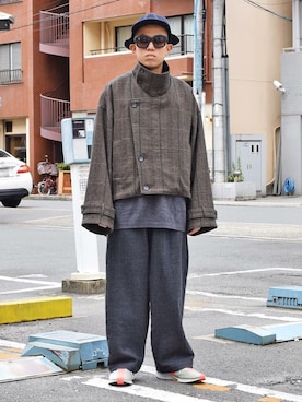 「my beautiful landlet（マイビューティフルランドレット）のアイテム（ジャケット/アウター）」を使った、Wallace & Murronさん（メンズ・165cm）の秋コーディネート