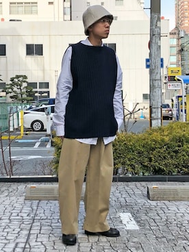 「Nine Tailor（ナインテイラー）のアイテム」を使った、Wallace & Murronさん（メンズ・165cm）の冬コーディネート