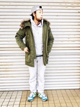 「TESTIFY（テスティファイ）のアイテム（キャップ）」を使った、チャッピーさん（メンズ・166cm）の冬コーディネート