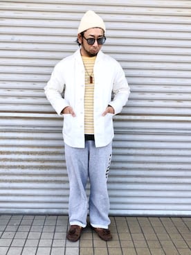 「アイテム（サングラス、ブルー系）」を使った、チャッピーさん（メンズ・166cm）の春コーディネート