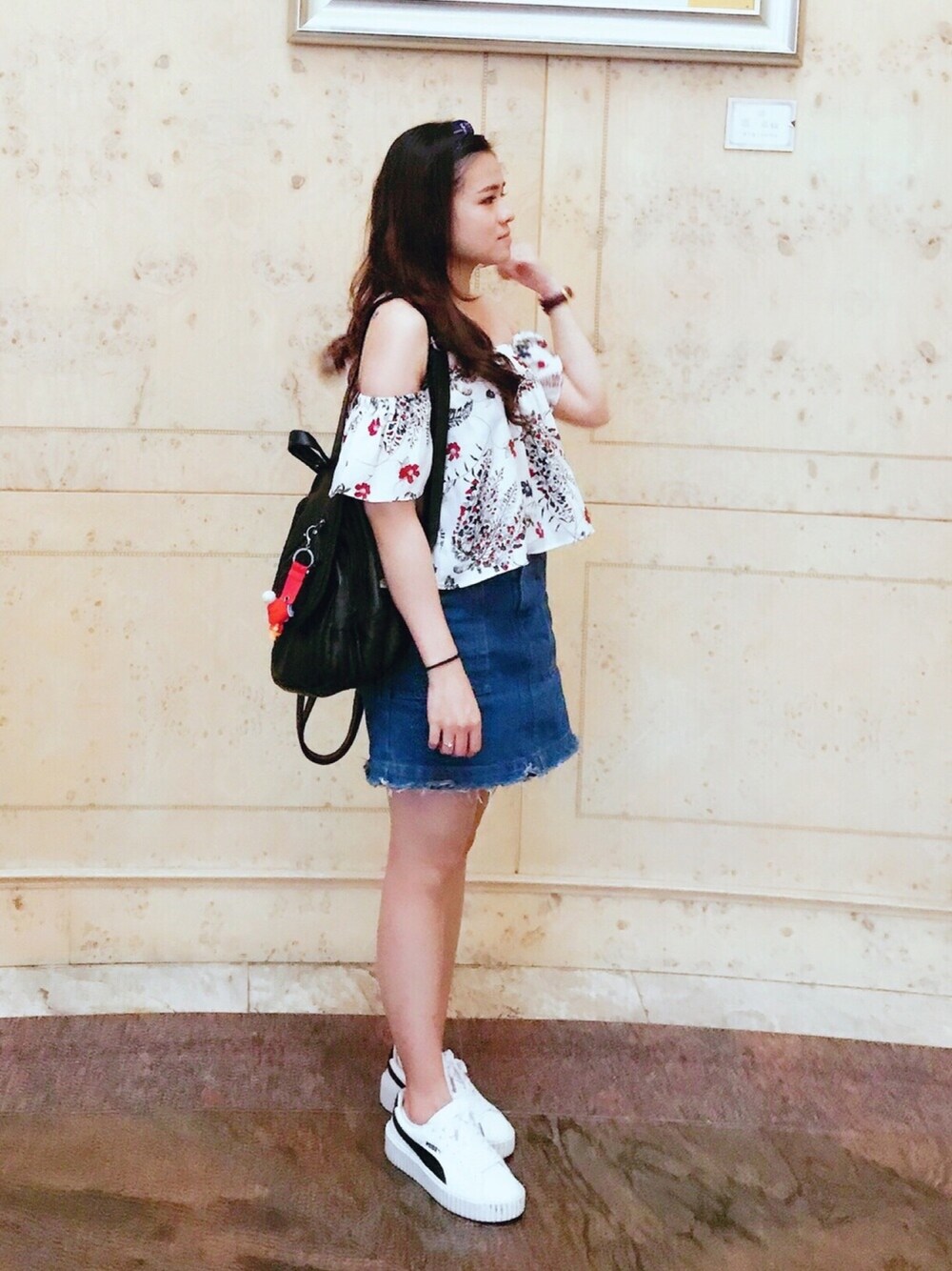 「ootd」｜「DWのアイテム（アナログ腕時計、ブラック系）」を使った、Ariel.12さん（レディース・160cm）の夏コーディネートの1枚目の写真
