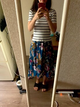 「GU（ジーユー）のアイテム（トップス、ホワイト系）」を使った、はるぼんさん（レディース・158cm）の夏コーディネート