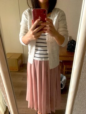 「GU（ジーユー）のアイテム（トップス、ホワイト系）」を使った、はるぼんさん（レディース・158cm）の夏コーディネート