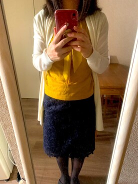 「UNIQLO（ユニクロ）のアイテム（スカート、ブルー系）」を使った、はるぼんさん（レディース・158cm）の夏コーディネート