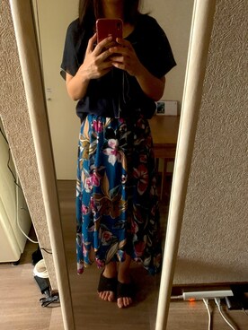 「UNIQLO（ユニクロ）のアイテム（トップス、ブルー系）」を使った、はるぼんさん（レディース・158cm）の夏コーディネート