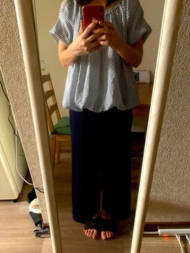 「UNIQLO（ユニクロ）のアイテム（パンツ、ブルー系）」を使った、はるぼんさん（レディース・158cm）の夏コーディネート