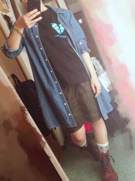「RETRO GIRL（レトロガール）のアイテム（ニットキャップ/ビーニー）」を使った、emさん（レディース・157cm）の秋コーディネート