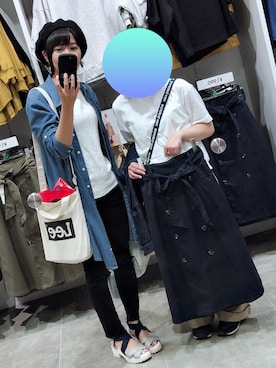 「Honeys（ハニーズ）のアイテム（デニムジャケット）」を使った、emさん（レディース・157cm）の秋コーディネート