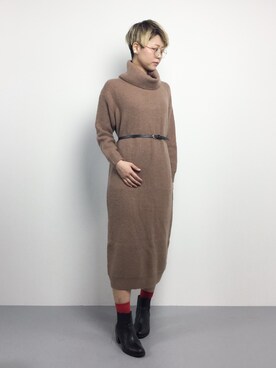 「Te chichi（テチチ）のアイテム（ワンピース/ドレス）」を使った、monchiさん（レディース・165cm）の冬コーディネート
