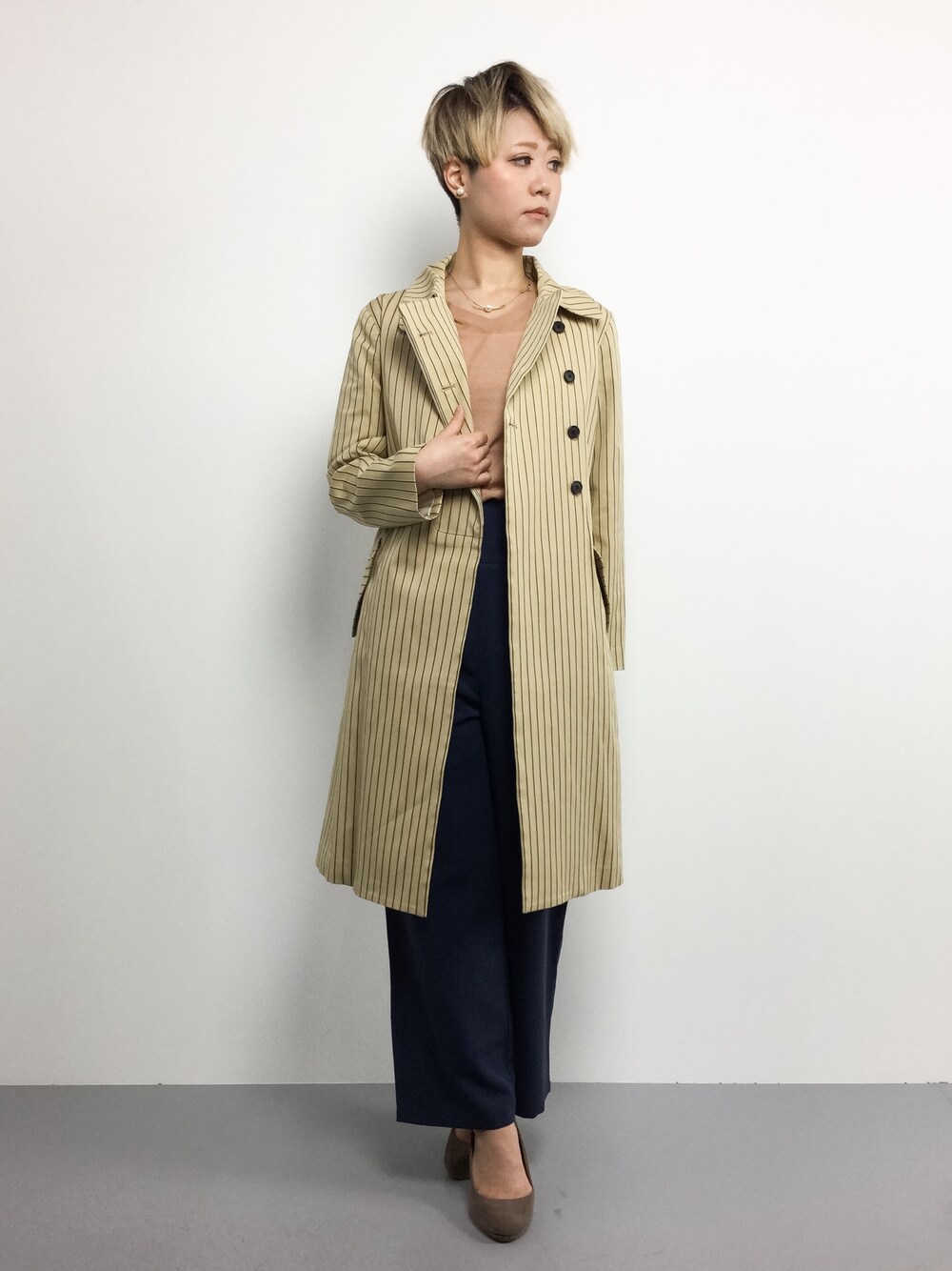 CLANE（クラネ）の「MIX STRIPE TRENCH COAT（トレンチコート