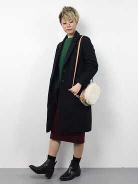 「coca（coca）（コカ）のアイテム（ジャケット/アウター）」を使った、monchiさん（レディース・165cm）の冬コーディネート
