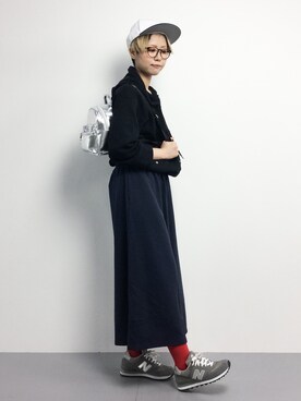 「アイテム（バックパック/リュック、シルバー系）」を使った、monchiさん（レディース・165cm）の冬コーディネート