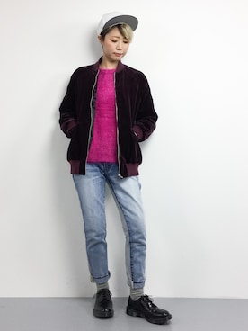 「EDITION（エディション）のアイテム（ブルゾン）」を使った、monchiさん（レディース・165cm）の冬コーディネート