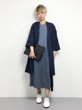 Adam et Rope アダムエロペ ストライプカットジャガードガウン 美品 Adam et Rope アダムエロペ ストライプカットジャガードガウン