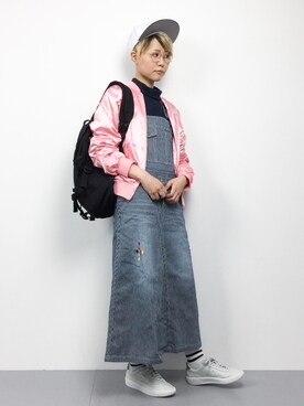 「WC（ダブル シー）のアイテム（ブルゾン）」を使った、monchiさん（レディース・165cm）の冬コーディネート