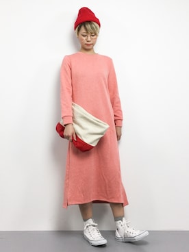 「aimoha（アイモハ）のアイテム（ワンピース/ドレス）」を使った、monchiさん（レディース・165cm）の冬コーディネート