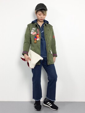 「SCOTCH & SODA（スコッチ アンド ソーダ）のアイテム（ミリタリージャケット）」を使った、monchiさん（レディース・165cm）の春コーディネート
