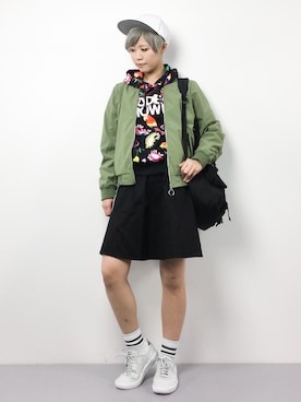 「VENCEEXCHANGE（ヴァンスエクスチェンジ）のアイテム（ブルゾン）」を使った、monchiさん（レディース・165cm）の春コーディネート